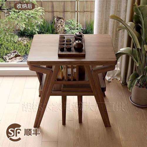 实木阳台小茶桌组合新款小户型阳台休闲桌椅三件套茶台户外桌椅厂