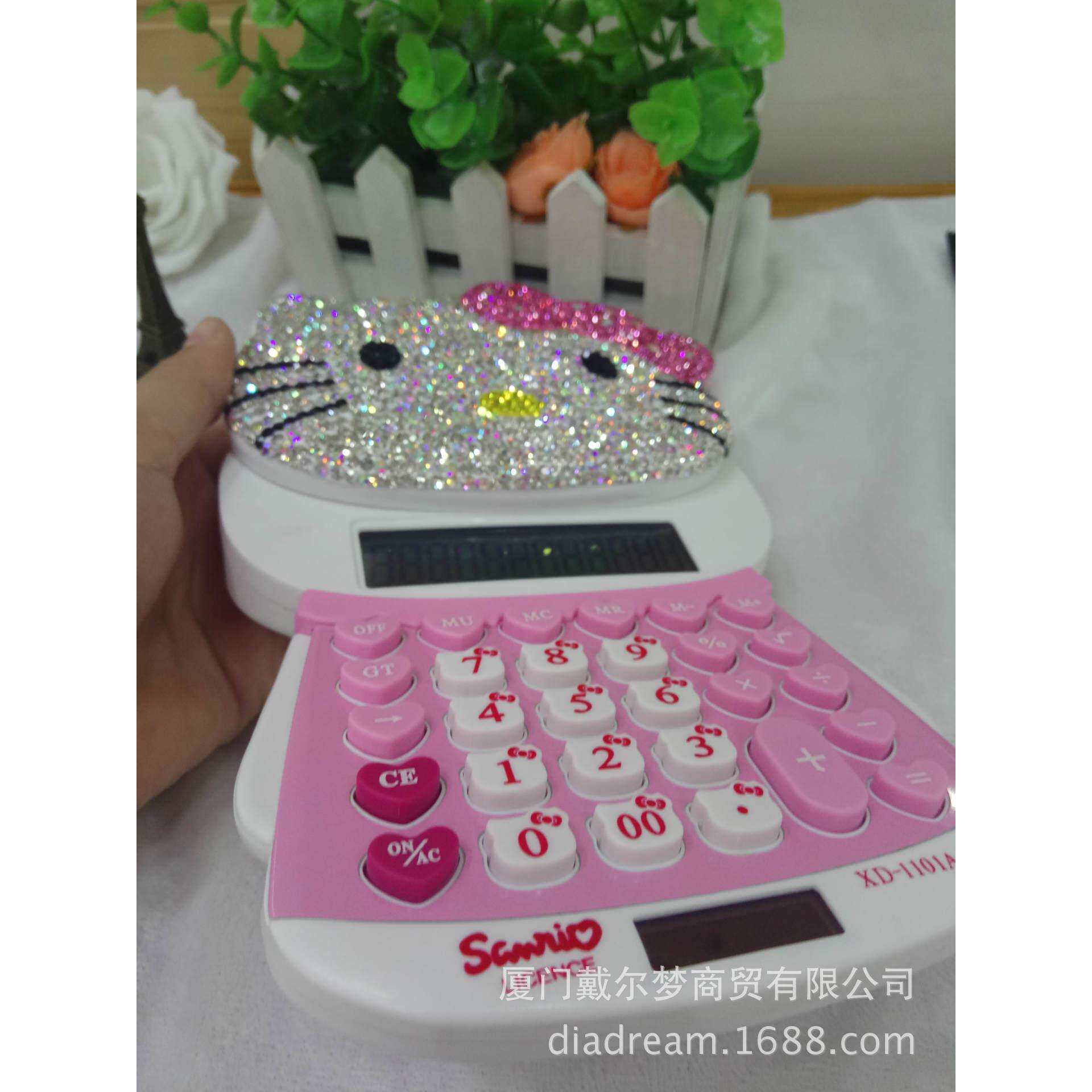新款镶钻可爱猫计算器软陶泥贴钻水钻KT计算机