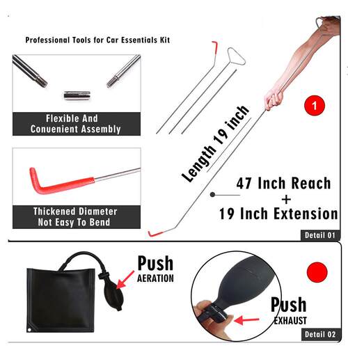 袋装long reach grabber 修门专用工具 冰雹坑划痕撬棍弯钩套装