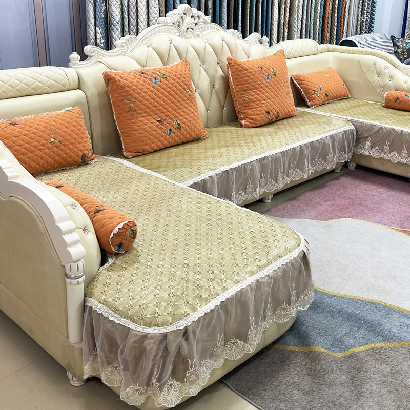 夏季欧式沙发垫冰藤凉席垫定制 防滑冰丝垫沙发布艺贵妃全包套罩