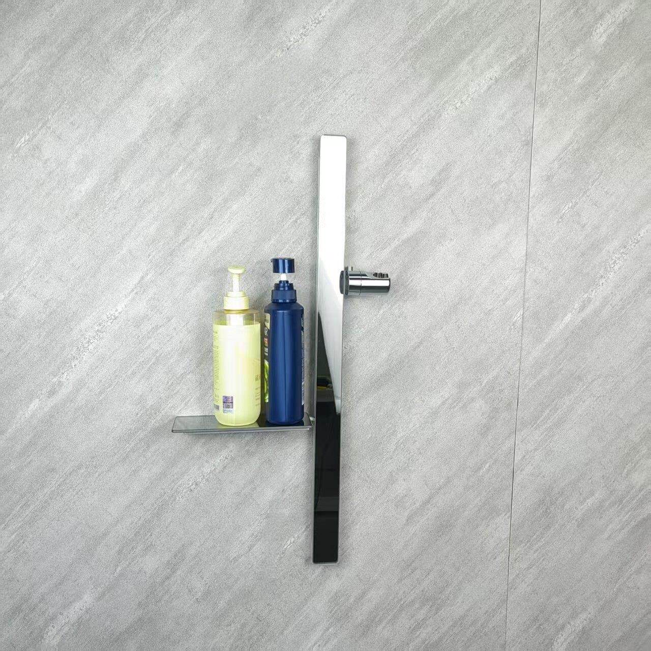 新款手持花洒喷头升降杆支架太空铝玻璃镜面