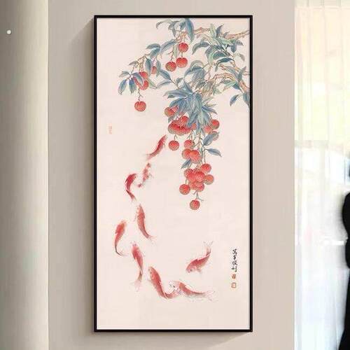 《万事顺利》现代中式客厅好寓意高级感装饰画小众玄关艺术挂画