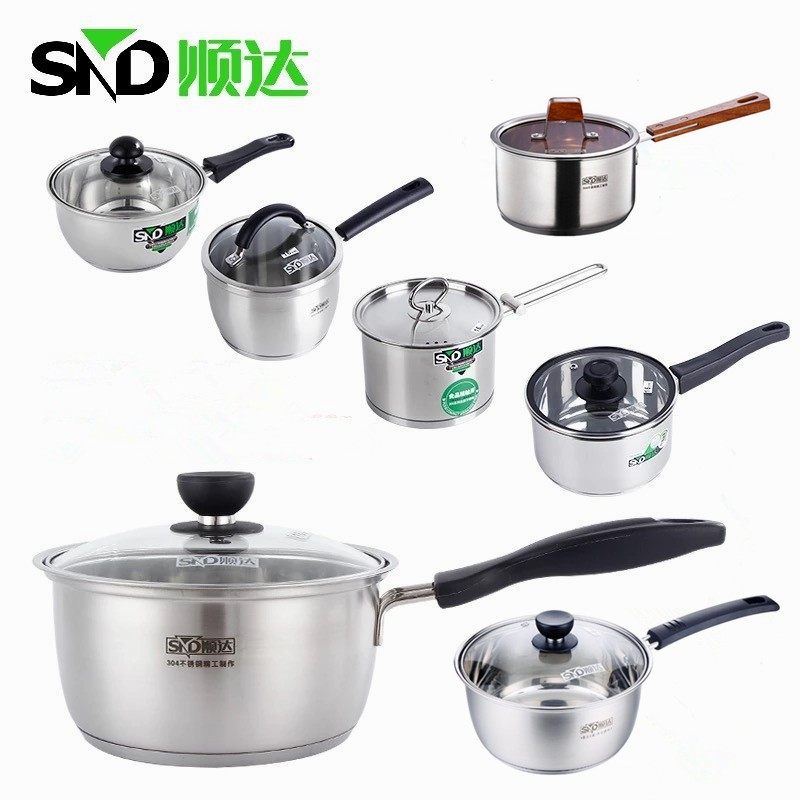 顺达食品级不锈钢复底单柄奶锅小煮锅宝宝辅食汤锅 热奶煮面锅