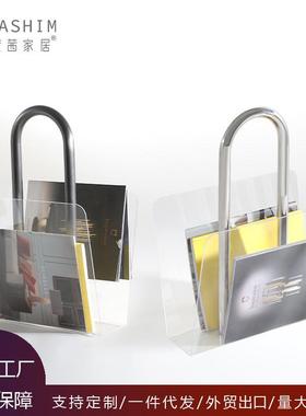 简约现代家居软装样板房酒店别墅书房装饰透明杂志架桌面收纳摆件