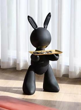 大型落地机器兔子树脂创意摆件家居客厅工艺品玄关钥匙收纳装饰品