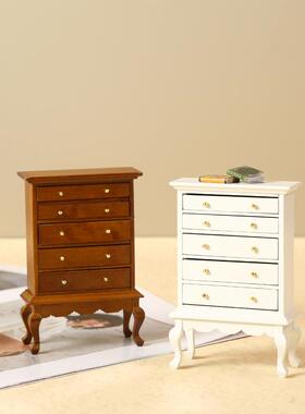 1:12娃娃屋dollhosue迷你家具模型 微缩场景过家家高脚五格柜