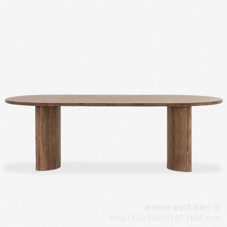 北欧实木椭圆餐桌饭店别墅餐厅高档设计师异形脚实木桌子多人餐桌