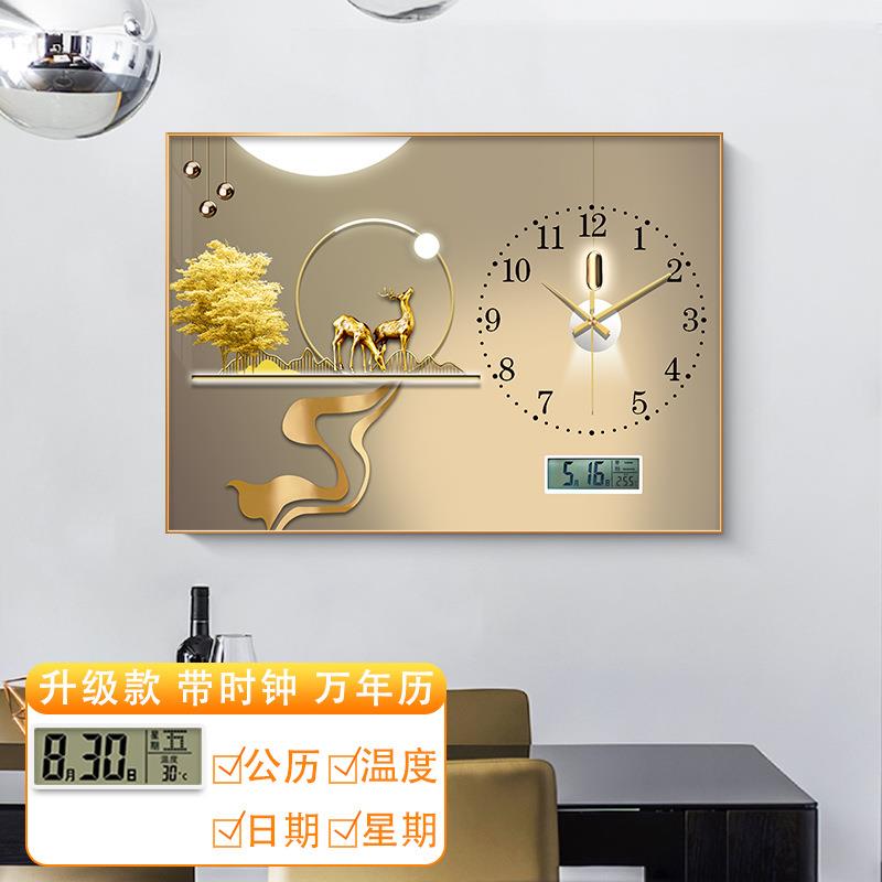 电表箱装饰画带钟表万年历强弱配电箱遮挡挂画大气福鹿电闸盒壁画