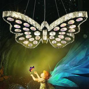 蝴蝶造型水晶卧室吊灯儿童房女孩灯具时尚 餐厅灯楼梯灯饰灯具