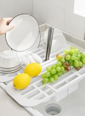 imakara厨房水槽沥水架白色简约家用洗碗池可伸缩碗盘控水置物架
