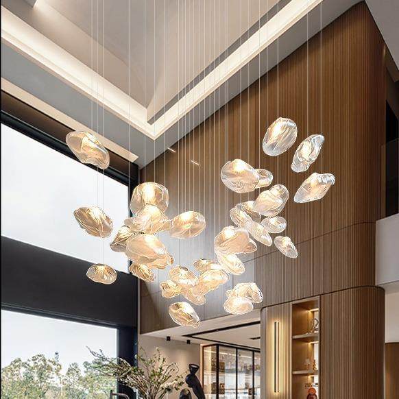 别墅复式loft楼梯长吊灯设计师公寓客厅挑空酒店大堂玻璃云朵吊灯,家装灯饰光源,智能吊灯,淘宝优惠券,粉丝福利购,淘宝优惠卷