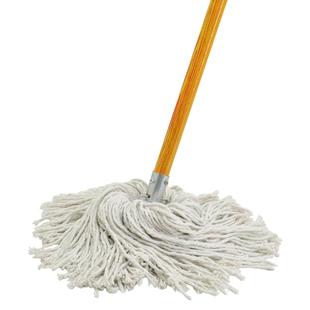 老式 圆头拖把木杆铁头吸水棉线墩布学校工厂物业保洁拖布干湿两用