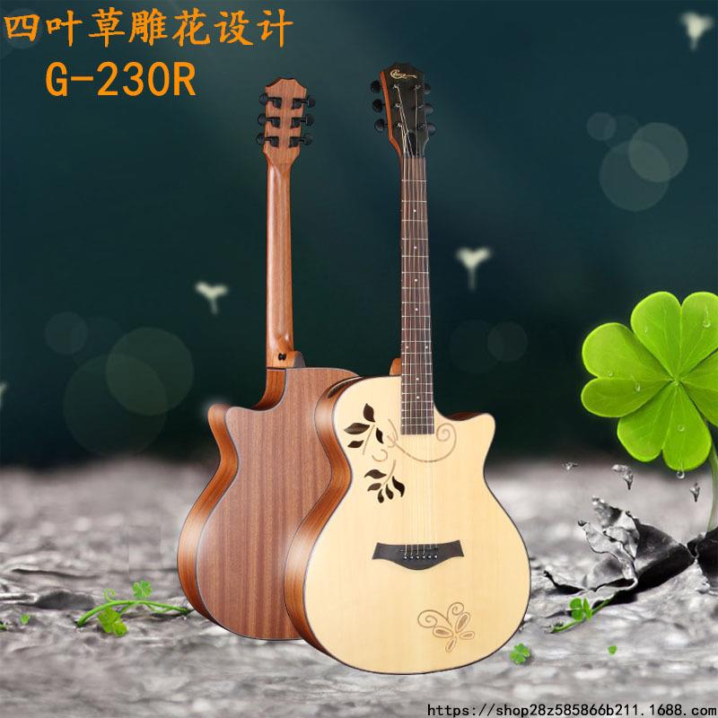 工厂40寸纯手工琴英格曼云杉沙比利民谣吉他guitar来样制作