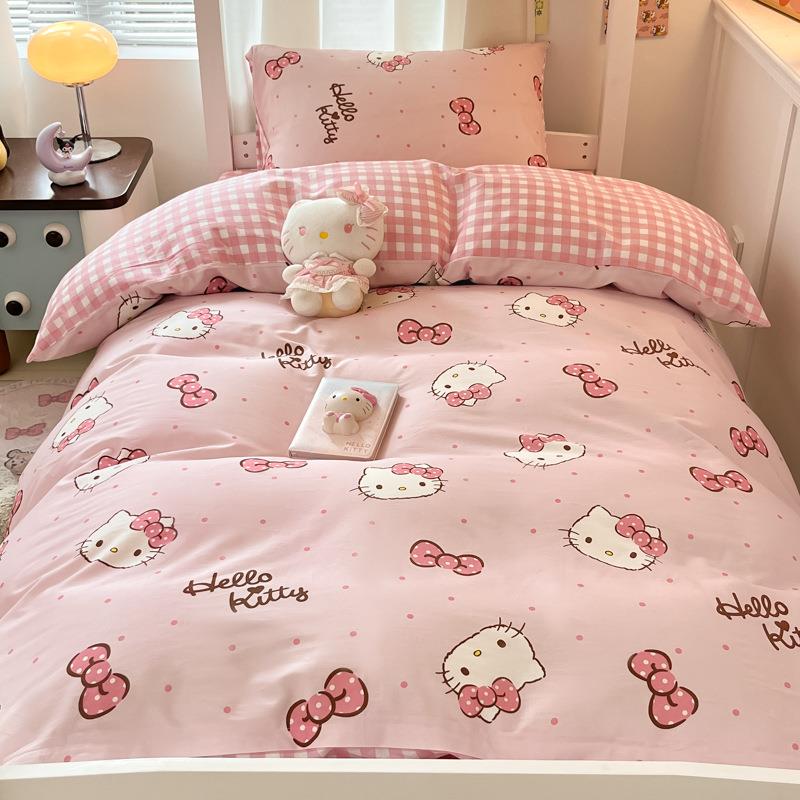 三丽鸥HelloKitty纯棉印花四件套库洛米玉桂狗全棉学生宿舍三件套