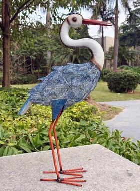 花园金属摆件景区布置仿真鹤雕塑丝网印新中式户外景观装饰工艺品