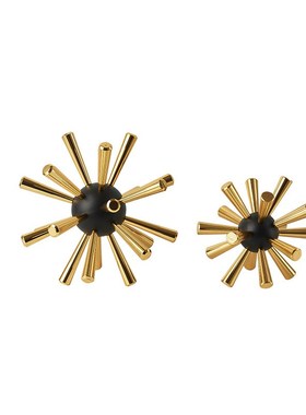 新中式金属海胆球摆件创意几何铁工艺品欧式样板房酒柜装饰品摆件