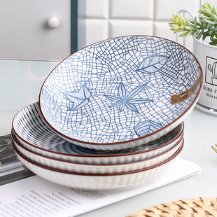 盘子菜盘家用2021新款陶瓷饭盘可蒸圆盘日式网红创意深盘碟子餐具