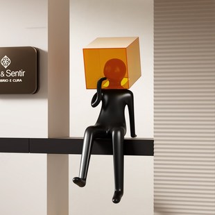 思想牢笼人物坐姿雕塑艺术装 饰样板间书房售楼处客厅玄关摆件