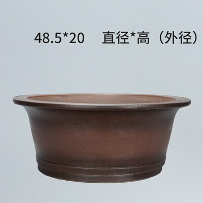 宜兴紫砂花盆全手工大口径圆形盆48.5CM紫泥老桩绿植花卉盆景盆
