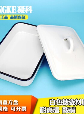 耐高温化学实验室带盖搪瓷托盘方盘9 11.5寸24*16 30*20cm