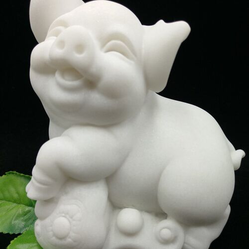 十二生肖猪汉白玉大足石刻石雕艺术品送礼书房办公室摆件家装饰品