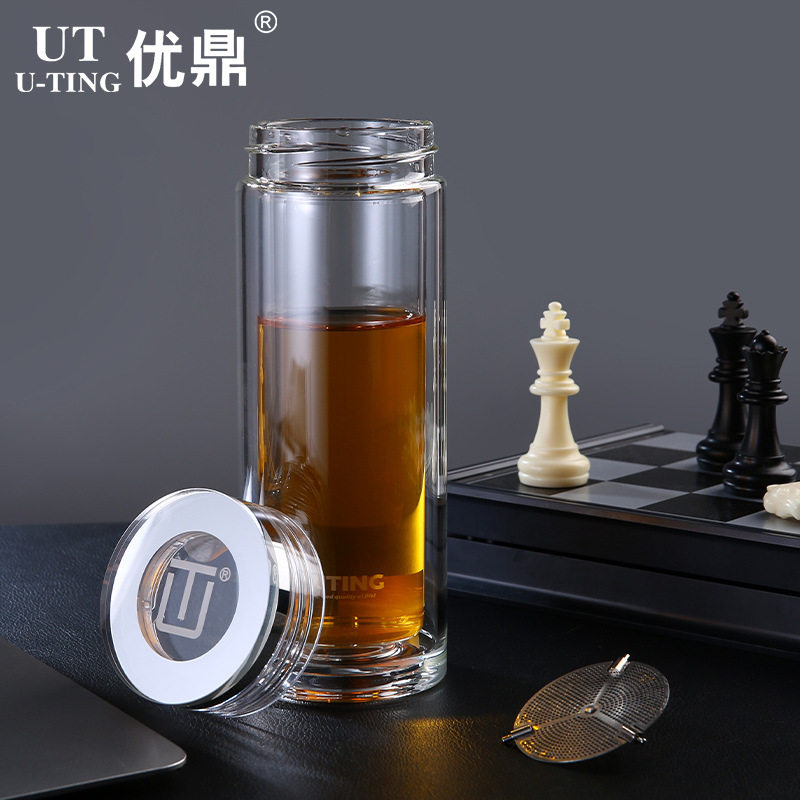 高硼硅玻璃杯耐高温双层玻璃杯批发双层隔热玻璃茶杯玻璃杯印字