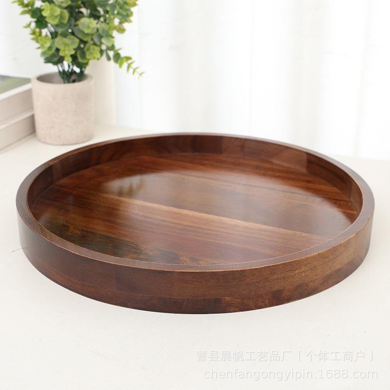 相思木餐盘圆形面包板水果点心木盘家用厨房起司板托盘木质披萨盘