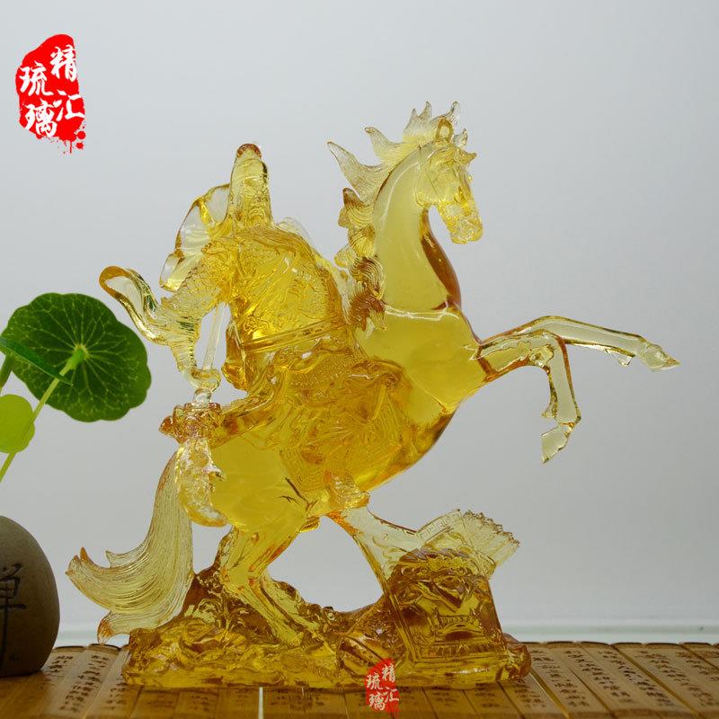 琉璃关公关圣帝君工艺品摆件 骑马关公琉璃摆件