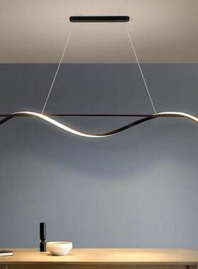 餐厅吊灯现代简约创意个性北欧LED长条餐桌吧台设计师办公室灯具