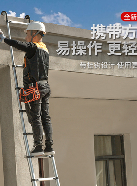 铝合金直梯伸缩梯子家用折叠竹节工程梯加厚收缩单面安全升降楼梯
