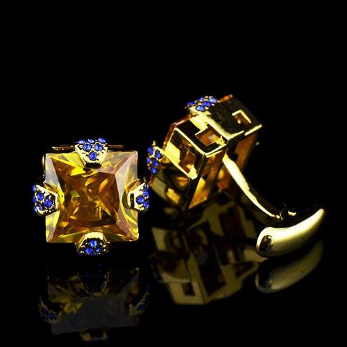 英博电镀金香槟色大锆石袖扣镶钻袖钉法式纽扣728cufflinks991414