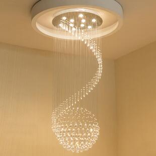 螺旋LED吊灯复式 大厅客厅别墅灯楼梯水晶灯吊线灯楼梯灯饰