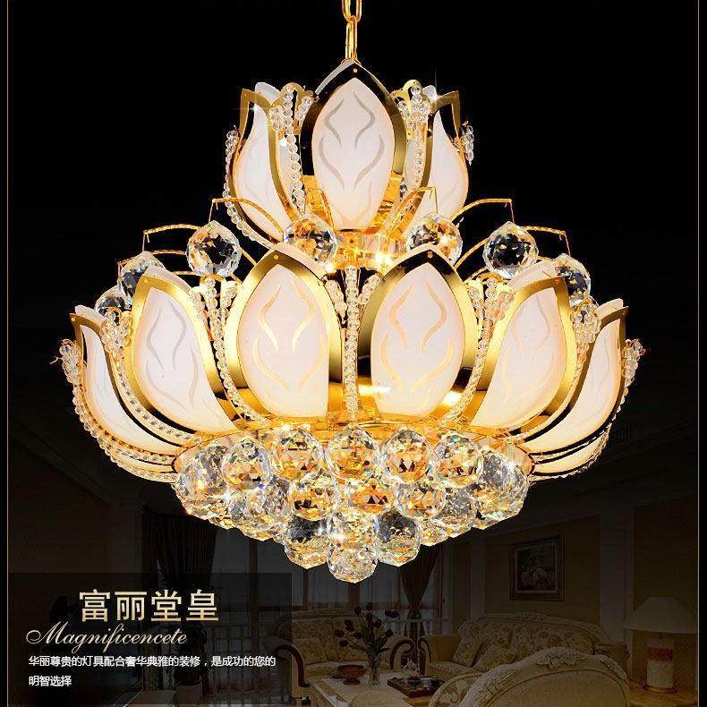 水晶吊灯客厅复式楼大吊灯别墅工程大厅大堂灯寺庙莲花大灯91379,家装灯饰光源,智能吊灯,淘宝优惠券,粉丝福利购,淘宝优惠卷