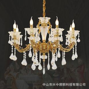 法苑法式全铜水晶吊灯轻奢客厅餐厅卧室书房灯奢华大气纯铜灯