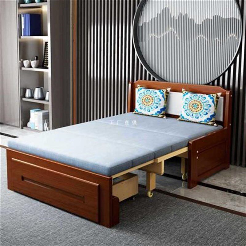 原木风一米二午休折叠沙发床两用家用1米5午睡单人书房小户型客厅