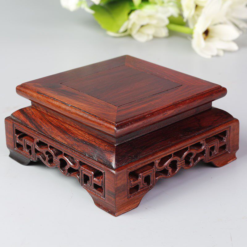 酸枝木正方形木托架茶壶盆景实木底座摆件花盆奇石木雕红木工艺品