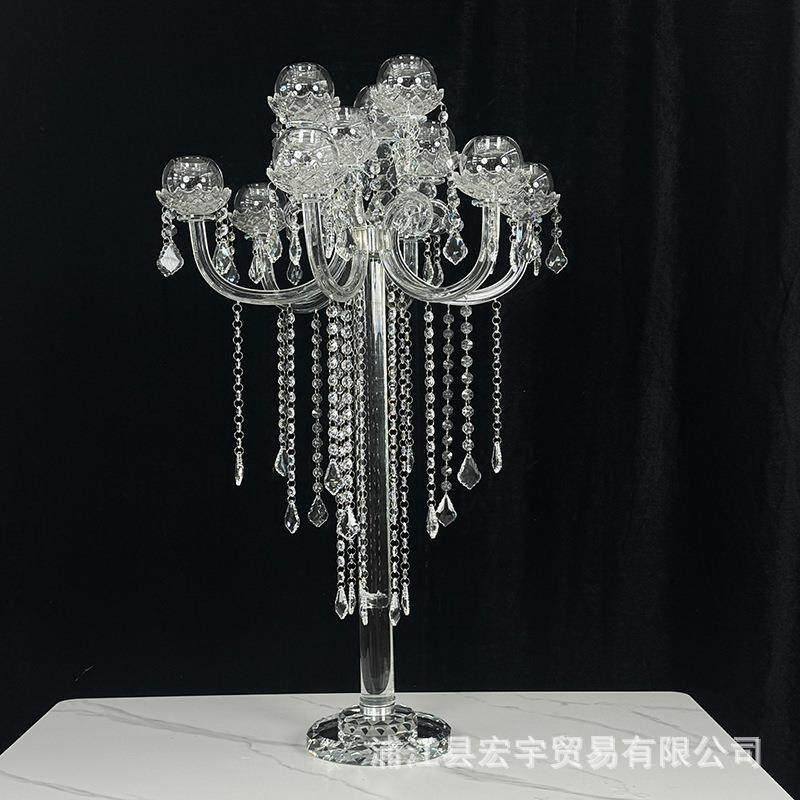 零售欧式水晶烛台12头婚庆水晶烛台婚礼现场装饰道具防风烛台