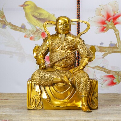 纯黄铜玄天上帝摆件玄武大帝真武大帝祖师爷铜像玄武祖师爷神像