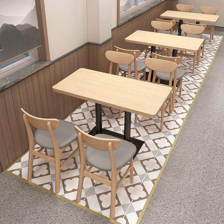 快餐汉堡炸鸡店实木桌椅组合双人卡座靠墙沙发面馆小吃店实木餐椅
