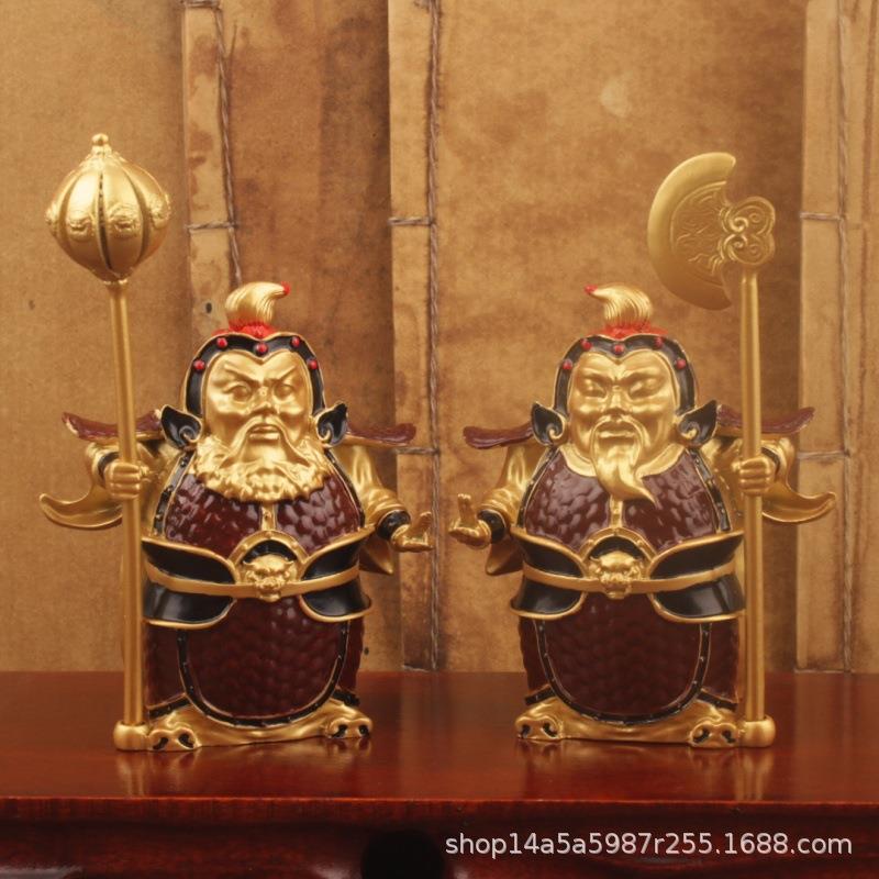 沙金摆件新中式护宅门神哼哈二将摆件合金摆件工艺品家居小摆件图片