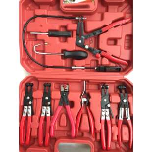 厂家直销 供应管束夹钳组9PCS 直型喉式 可弯式喉式 汽保工具