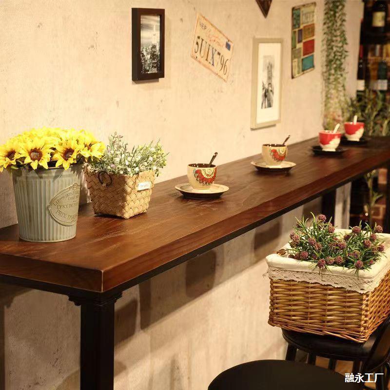 椅家用阳台高脚桌室外吧台靠窗吧台桌实木防腐木户外美式酒吧桌椅