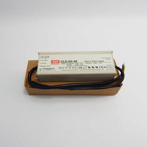 现货明纬CLG-60-48单组输出开关电源60W/48V/1.25APFC防水LED照明