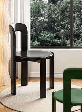 rey餐椅实木椅子中古书桌椅茶椅餐桌岛台靠背椅红色设计师梳妆凳