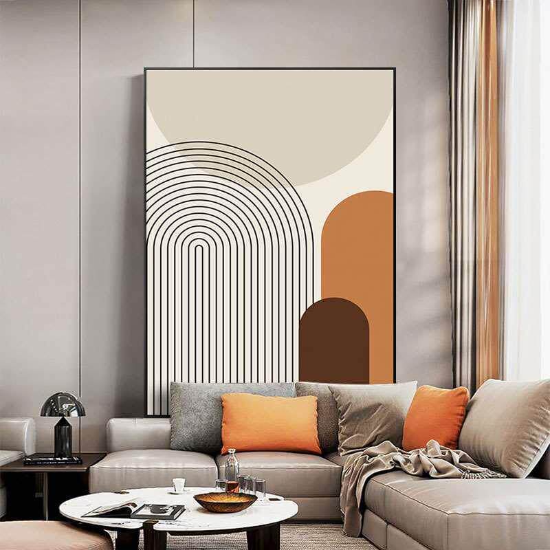 莫兰迪沙发后挂画客厅现代简约装饰画落地巨幅大尺寸北欧壁画玄关