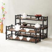 手工竹编复古中式 博古架展示架竹制茶艺茶杯垫茶台小型茶几茶架子