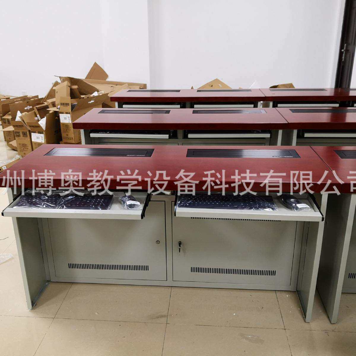 新型学生多媒体实验桌电动升降显示器电脑桌可安装22寸以内显示屏