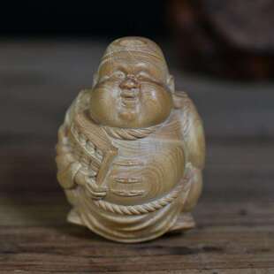 小叶黄杨木财主手把件 富甲一方木雕工艺品家居办公小摆件