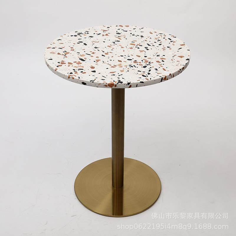 户外水磨石桌子咖啡西餐厅网红休闲甜品奶茶店家用阳台洽谈小圆桌