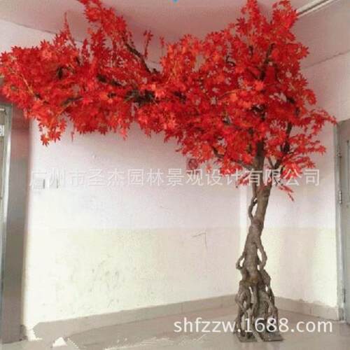 仿真红枫树商场婚庆酒店园林阻燃假树造景仿真枫树人造生产仿真树